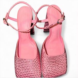 Pink rhinestone SCHUTZ block heels